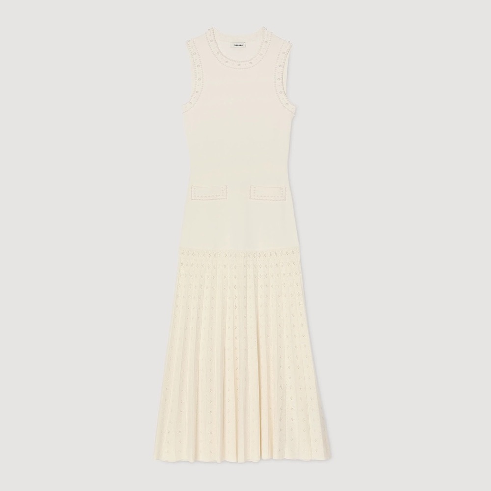 Sandro PEARL BEAD KNIT MAXI DRESS